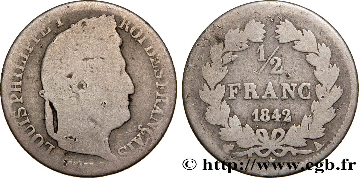 1/2 franc Louis-Philippe 1842 Paris F.182/94 B8 