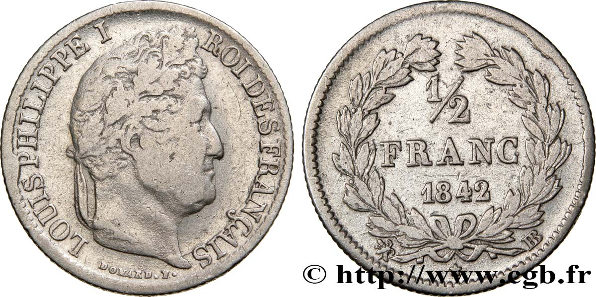 1/2 franc Louis-Philippe 1842 Strasbourg F.182/96 BC25 