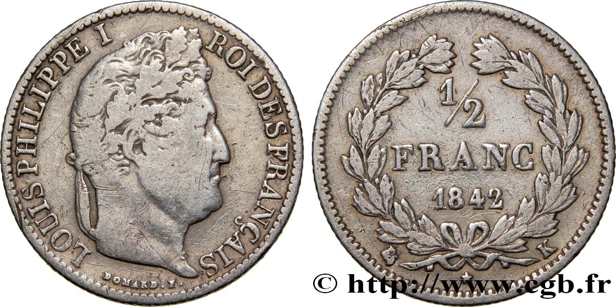 1/2 franc Louis-Philippe 1842 Bordeaux F.182/97 MB20 