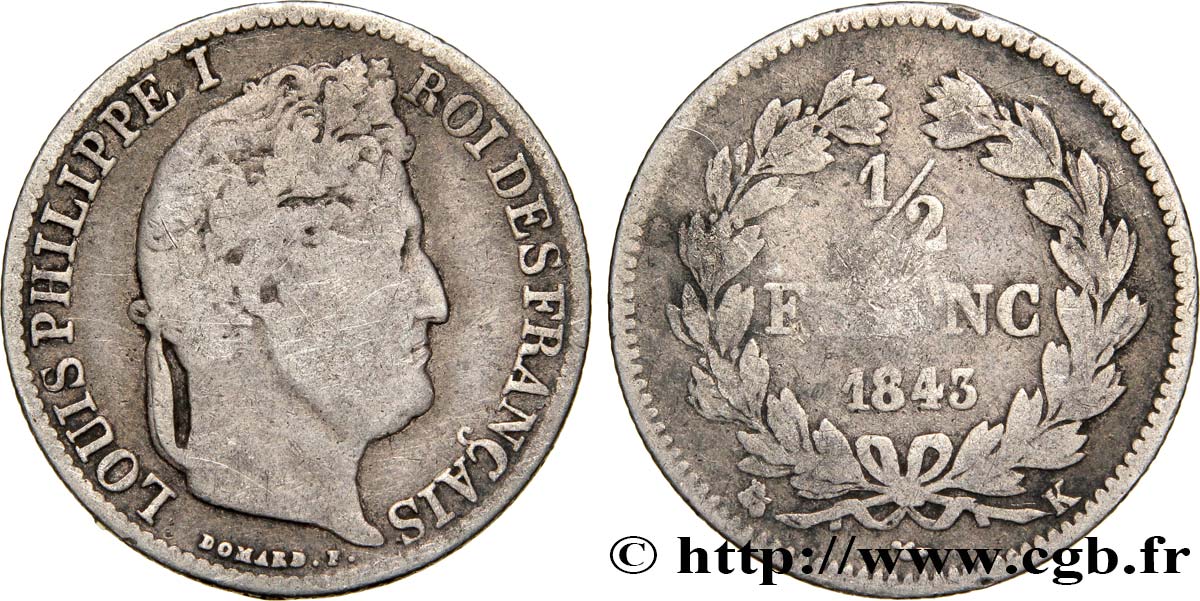 1/2 franc Louis-Philippe 1843 Bordeaux F.182/101 BC18 