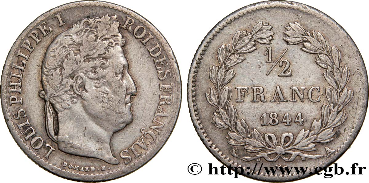 1/2 franc Louis-Philippe 1844 Paris F.182/103 XF45 