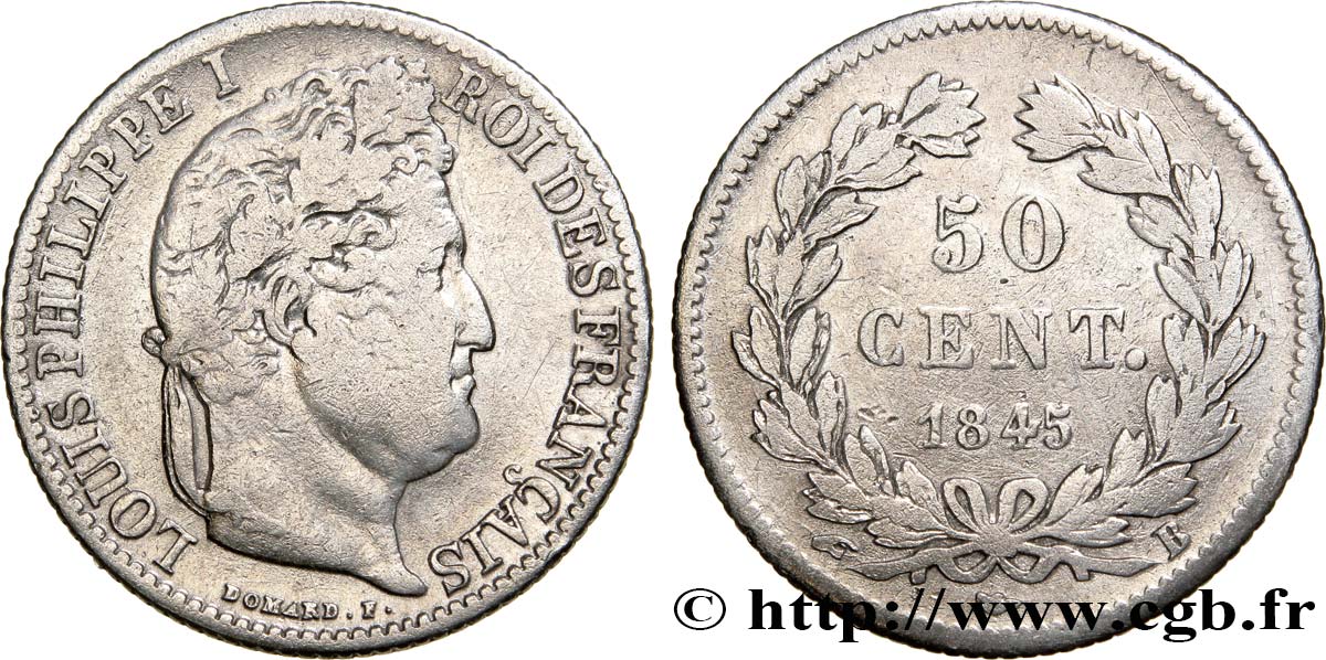 50 centimes Louis-Philippe 1845 Rouen F.183/1 S18 