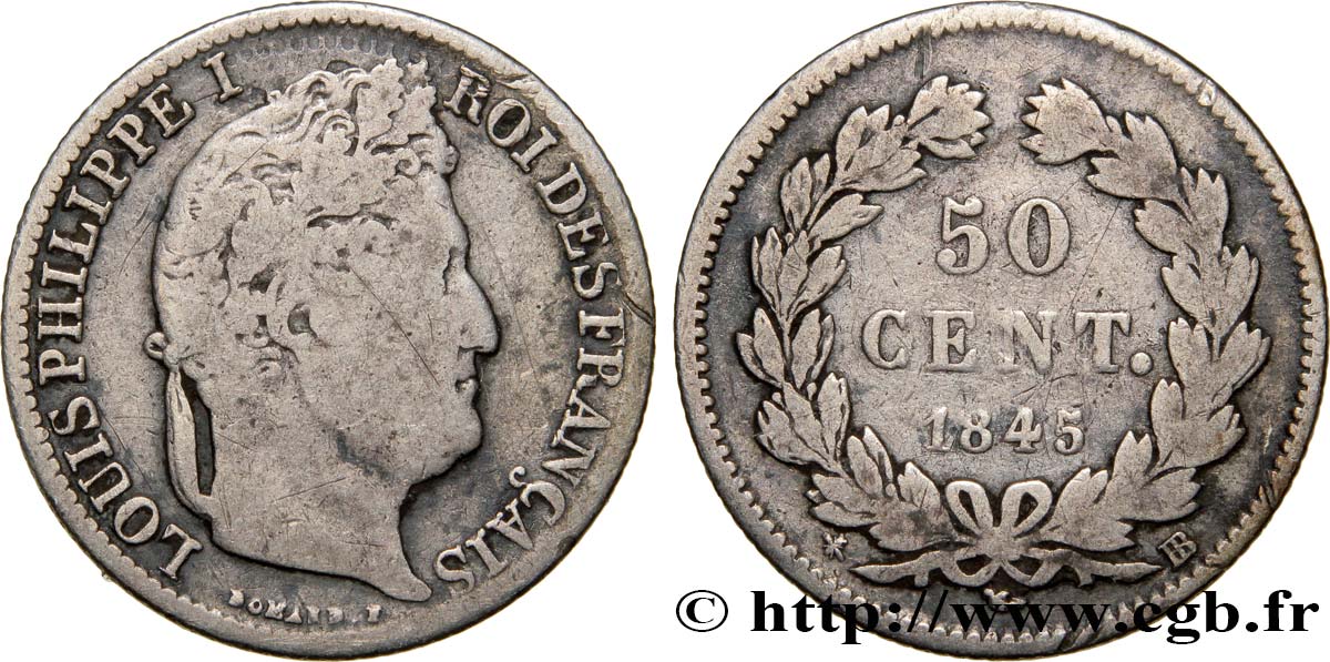 50 centimes Louis-Philippe 1845 Strasbourg F.183/3 S20 