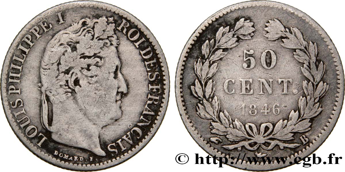 50 centimes Louis-Philippe 1846 Rouen F.183/8 VF25 