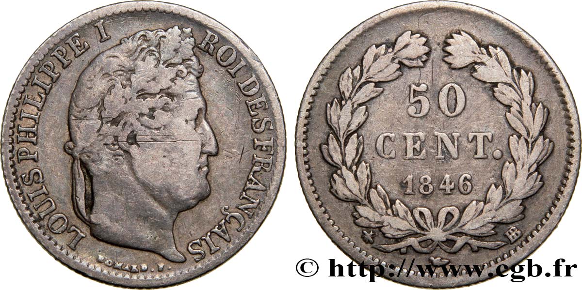 50 centimes Louis-Philippe 1846 Strasbourg F.183/10 TB30 