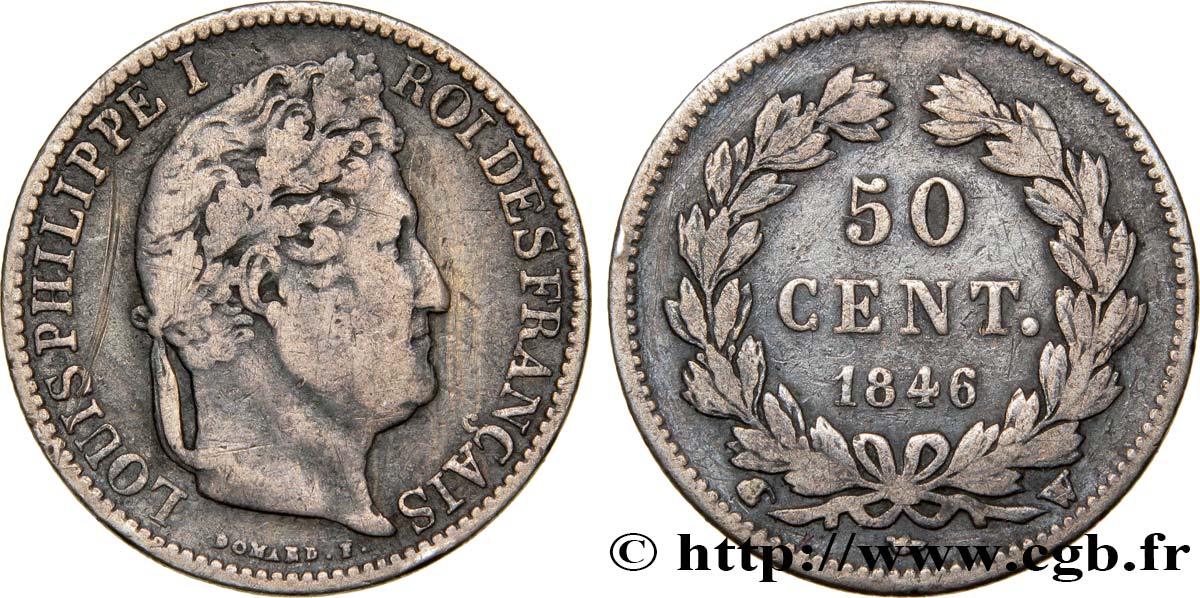 50 centimes Louis-Philippe 1846 Lille F.183/12 MBC40 