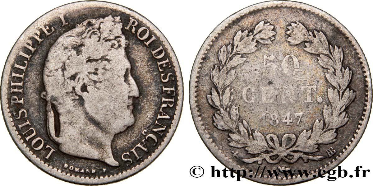 50 centimes Louis-Philippe 1847 Strasbourg F.183/14 VF20 