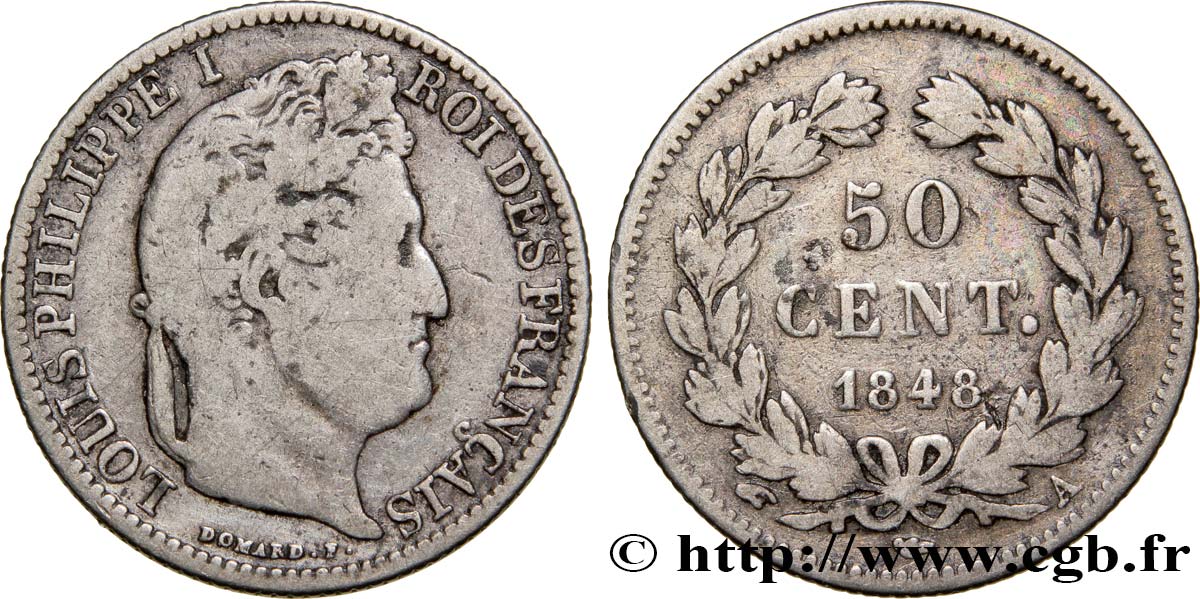 50 centimes Louis-Philippe 1848 Paris F.183/16 TB20 