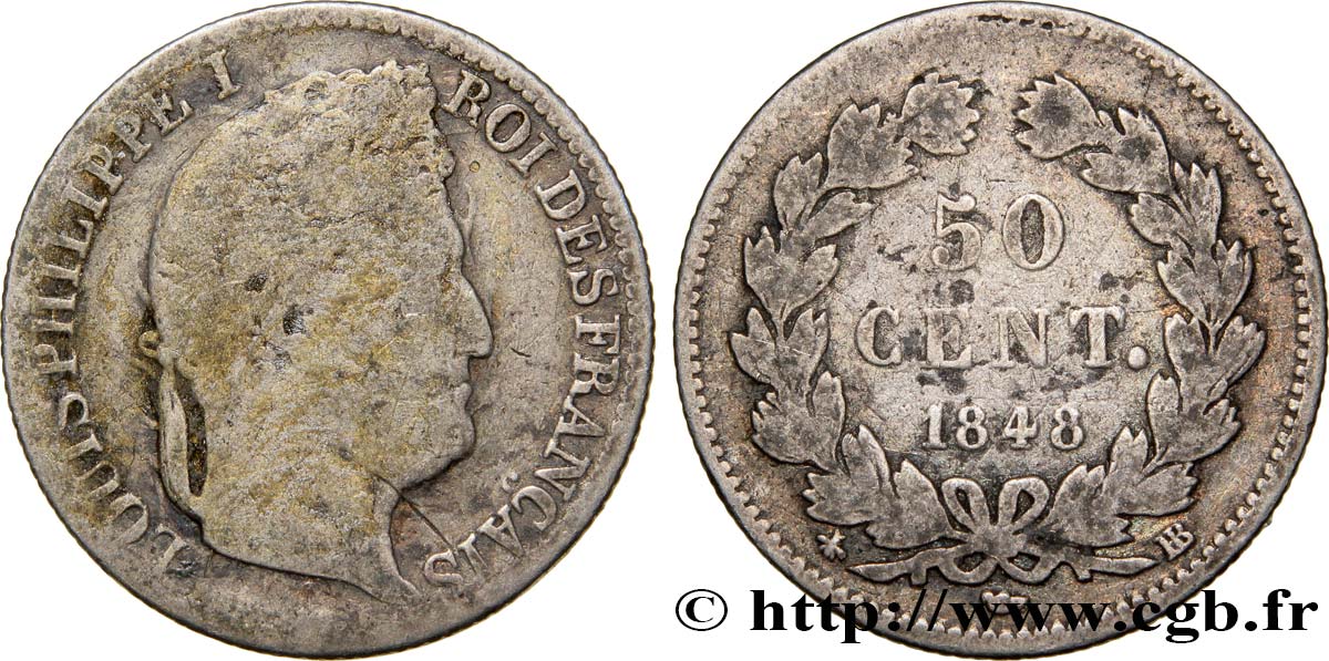 50 centimes Louis-Philippe 1848 Strasbourg F.183/17 RC10 