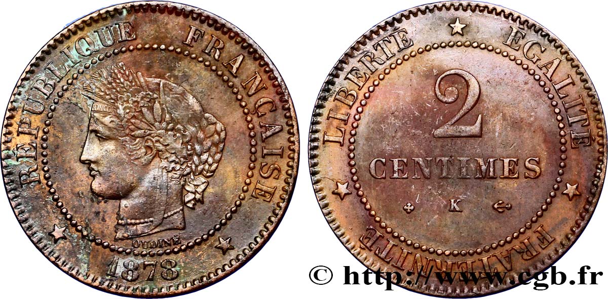 2 centimes Cérès 1878 Bordeaux F.109/4 BB 
