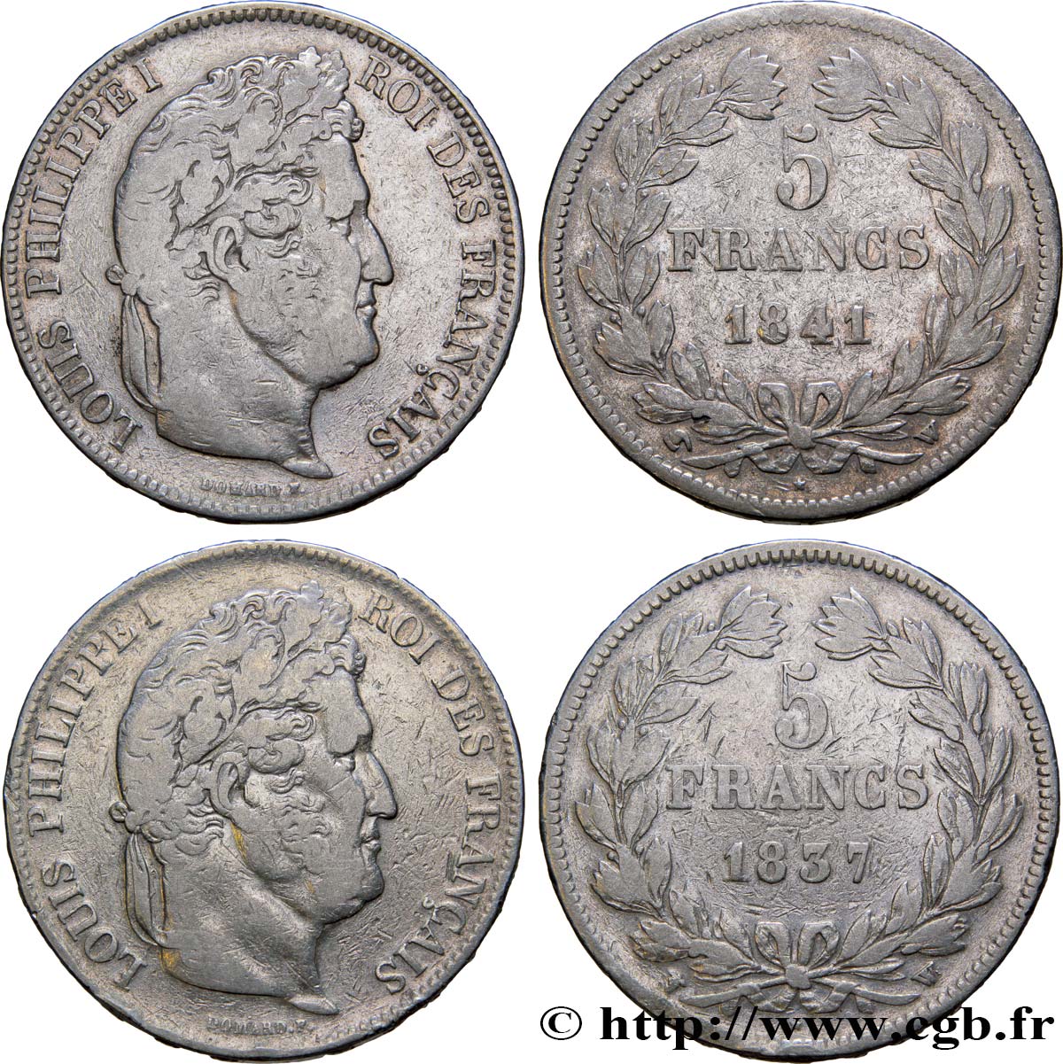 Lot de deux pièces de 5 francs IIe type Domard n.d. Lille F.324/67 VF30 