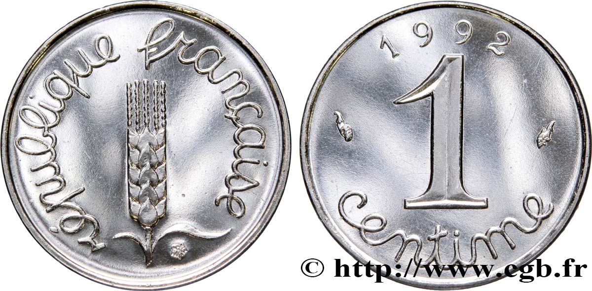 1 centime Épi, BU (Brillant Universel), frappe médaille 1992 Pessac F.106/51 ST68 