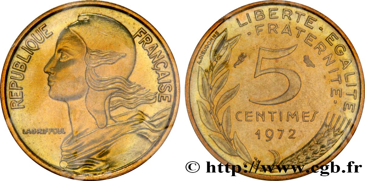 5 centimes Marianne 1972 Paris F.125/8 MS65 