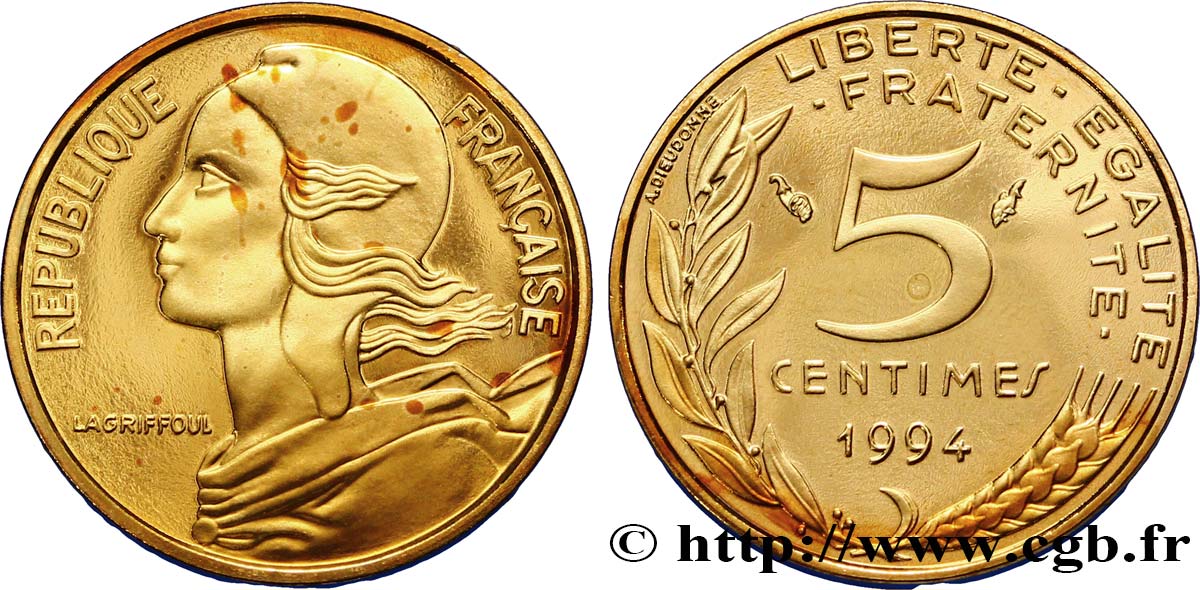 5 centimes Marianne, BE (Belle Épreuve), 4 plis 1994 Pessac F.125 35 var. FDC67 