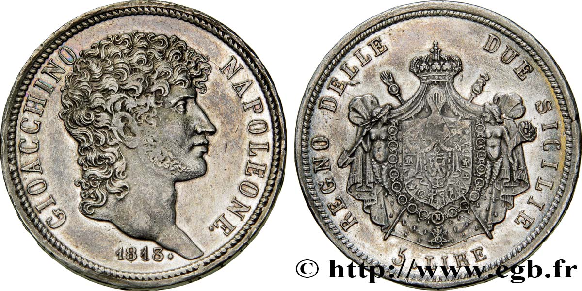 5 lire 1813 Naples Mont.2255  BB52 
