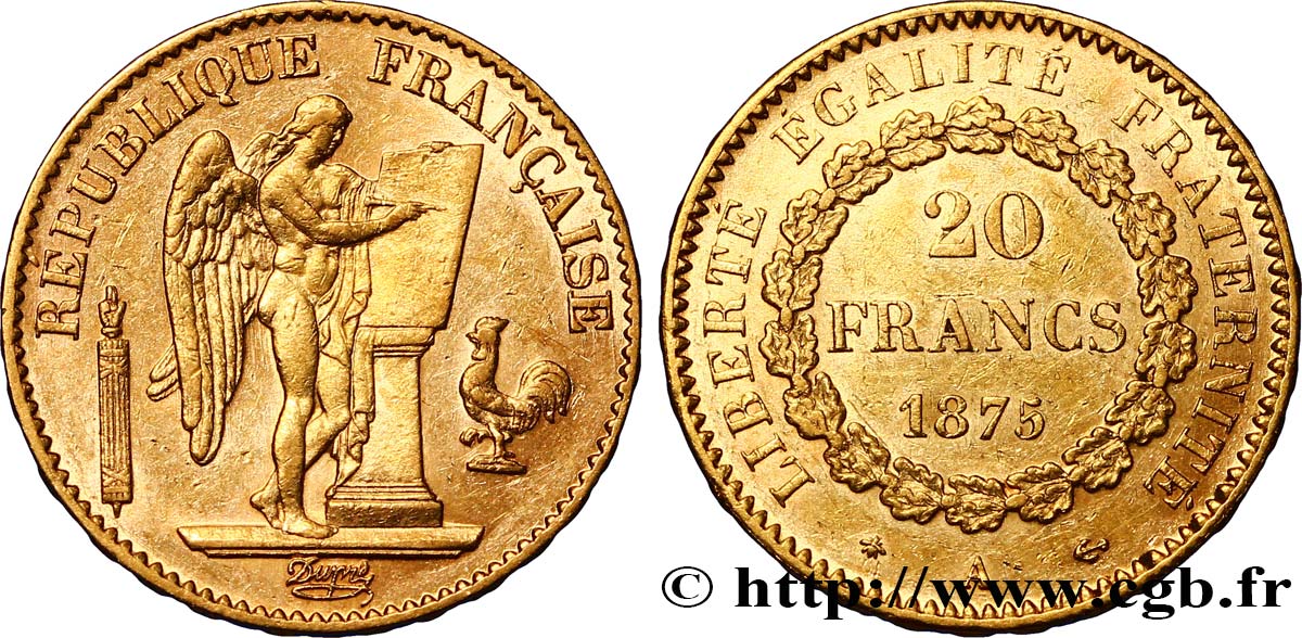 20 francs or Génie, Troisième République 1875 Paris F.533/3 TTB48 