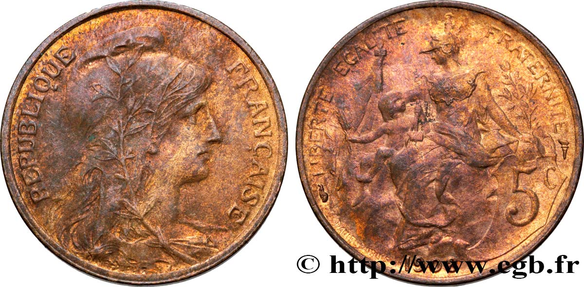 5 centimes Daniel-Dupuis 1908  F.119/19 EBC58 