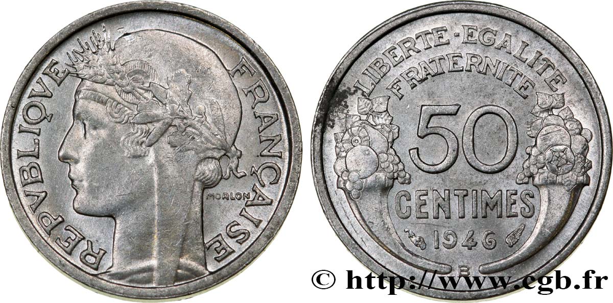 50 centimes Morlon, légère 1946 Beaumont-le-Roger F.194/9 MS62 