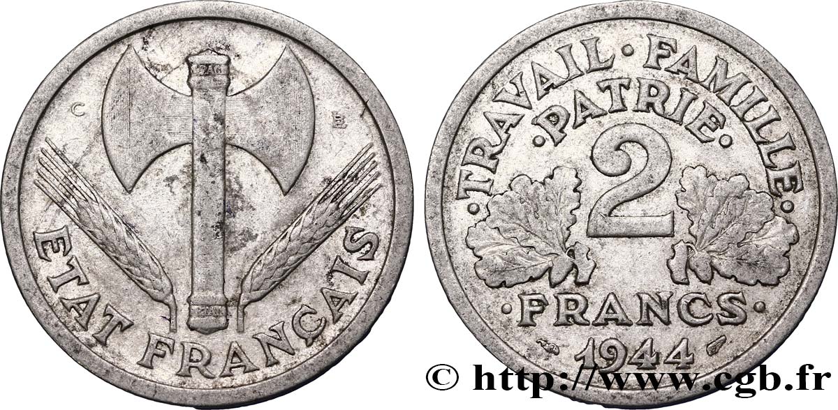 2 francs Francisque 1944 Castelsarrasin F.270/6 BB48 