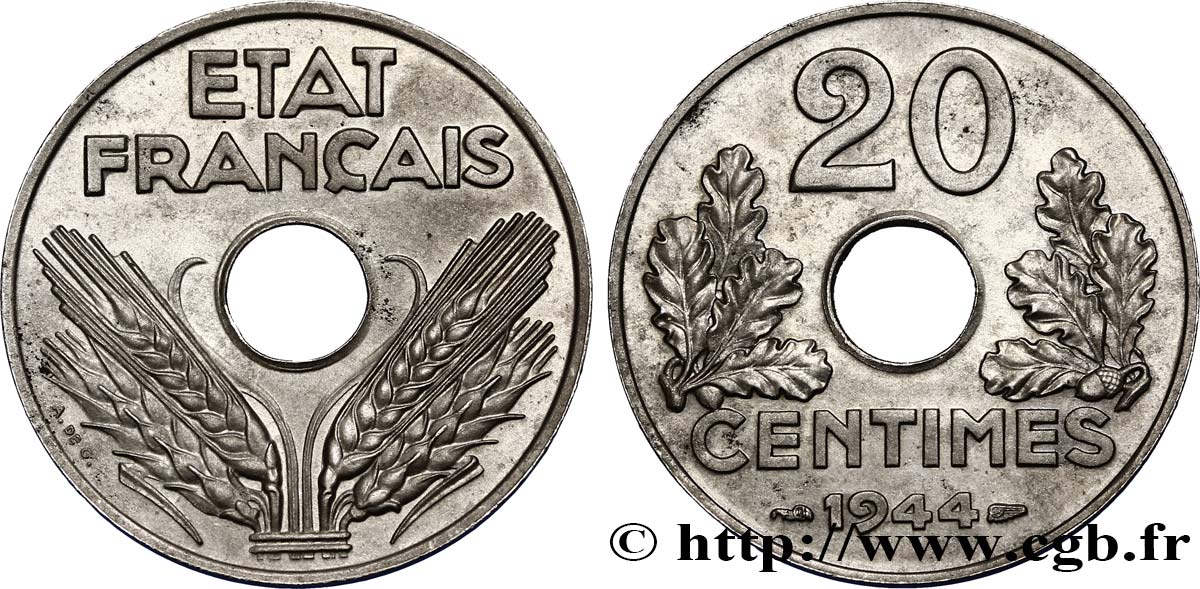 20 centimes fer 1944  F.154/3 MBC52 