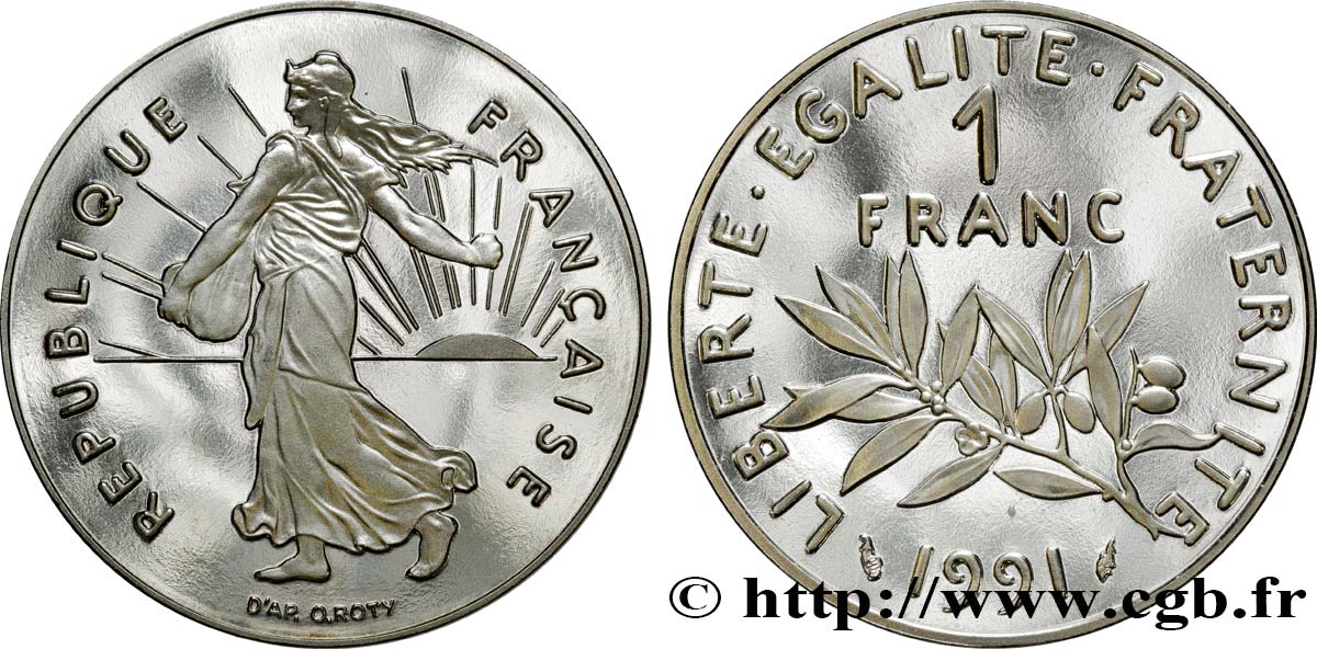1 franc Semeuse, nickel, BE (Belle Épreuve) 1991 Pessac F.226/36 var. ST67 