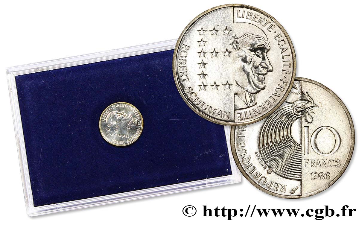Brillant Universel argent 10 francs Robert Schuman 1986 Paris F5.1303 3 MS70 