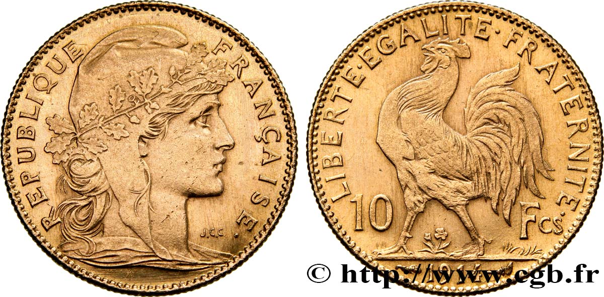 10 francs or Coq 1914 Paris F.509/14 EBC 