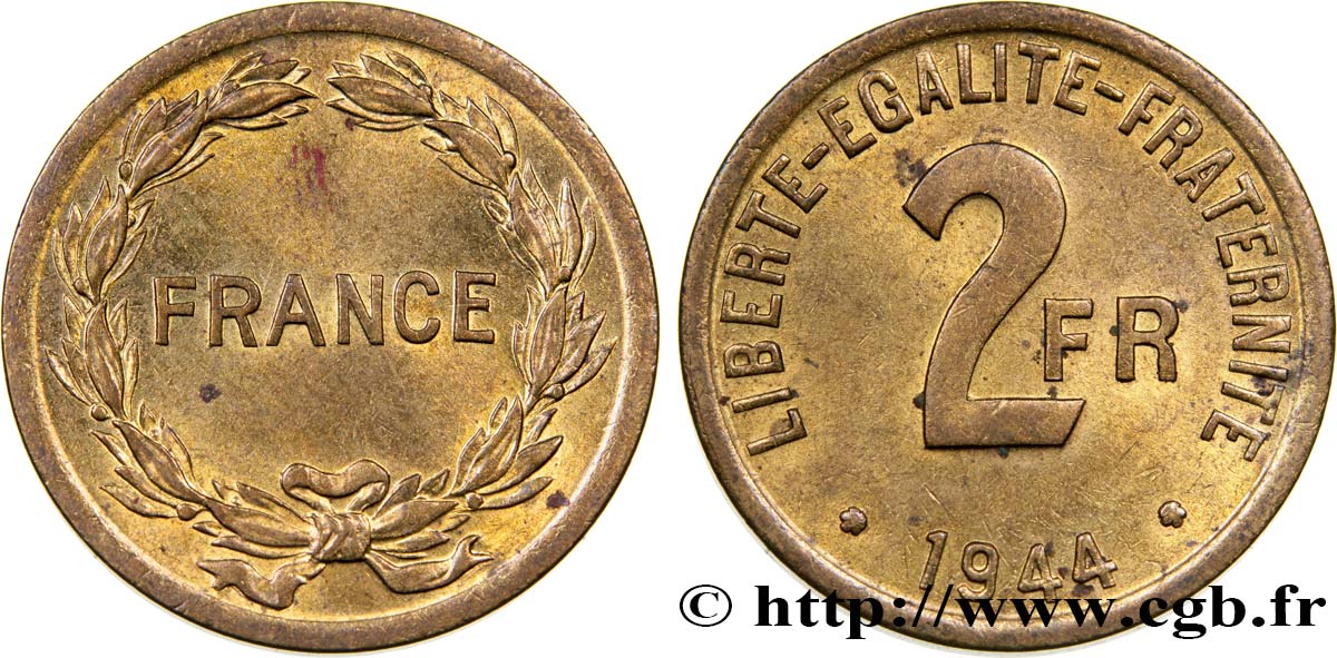 2 francs France 1944  F.271/1 EBC 