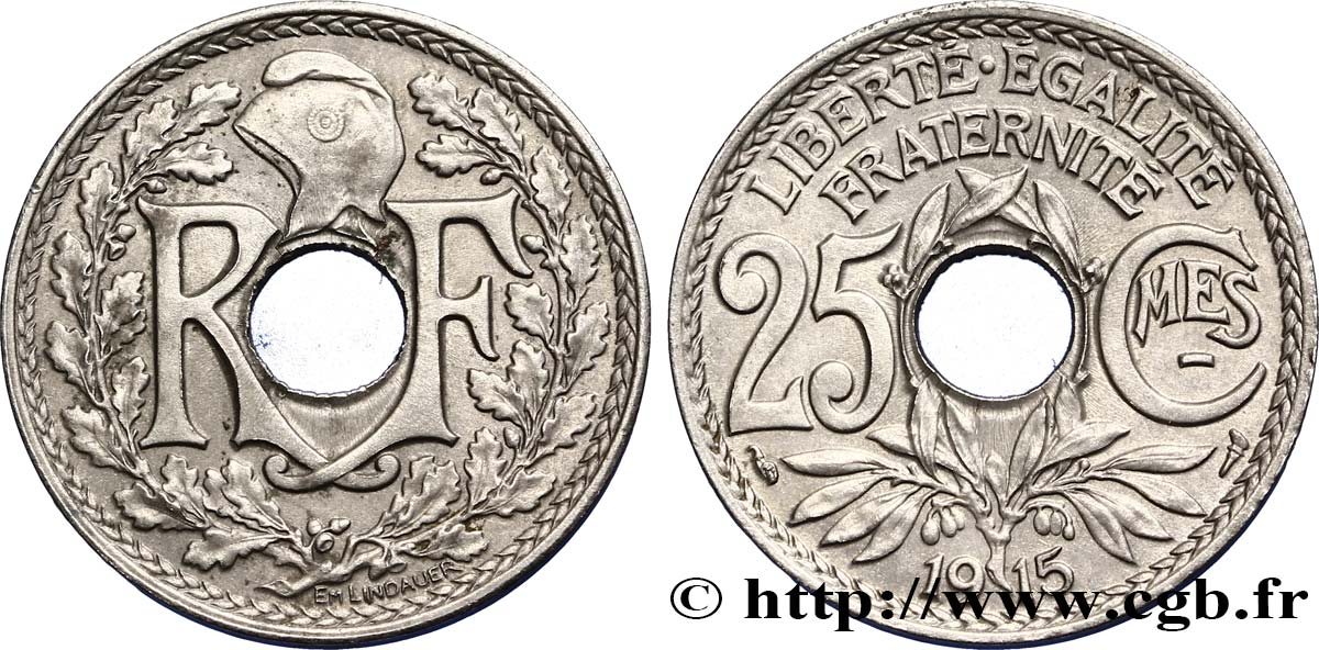 25 centimes Lindauer, Cmes souligné 1915  F.170/3 BB54 