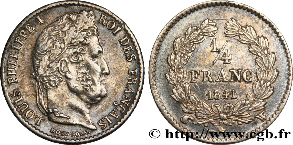 1/4 franc Louis-Philippe 1841 Lille F.166/88 AU58 