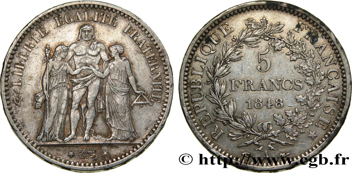 5 francs Hercule, IIe République 1848 Paris F.326/1 MBC45 