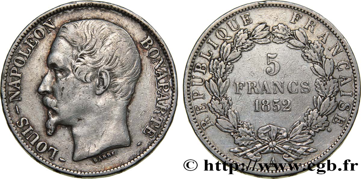 5 francs Louis-Napoléon, 1er type 1852 Paris F.329/1 BC35 
