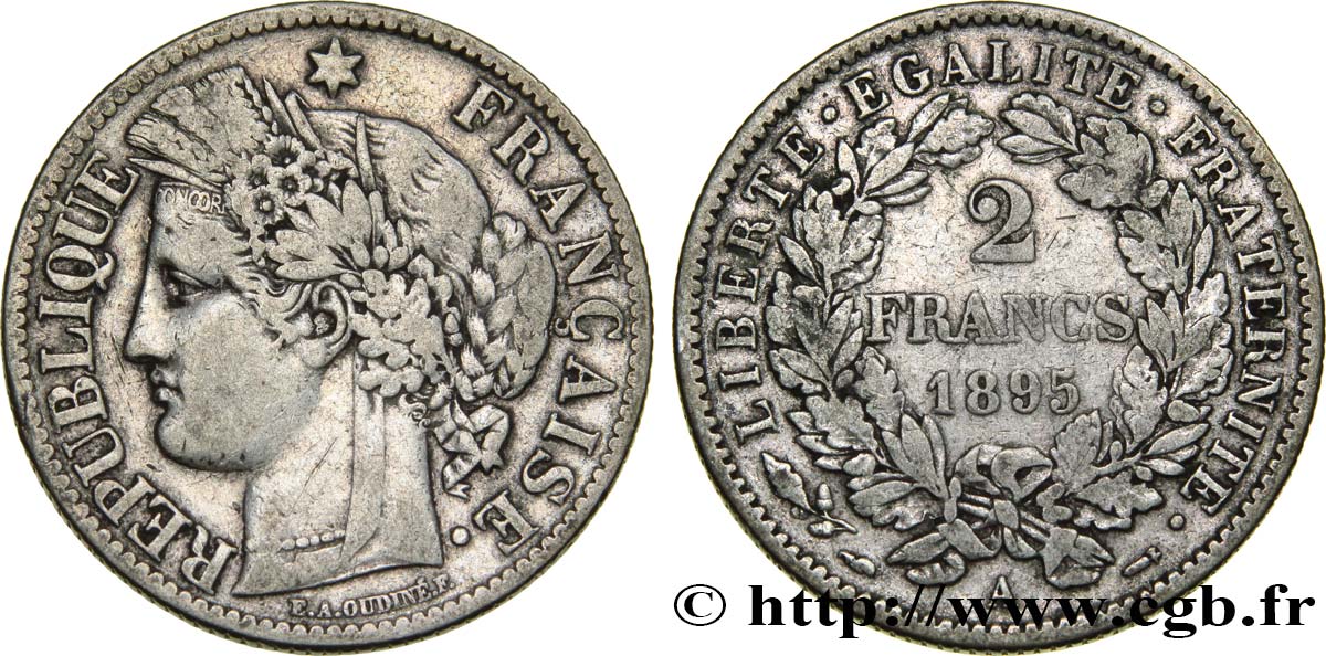 2 francs Cérès, avec légende 1895 Paris F.265/17 MB25 