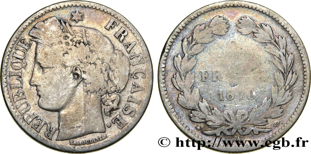 2 francs Cérès, sans légende 1870 Paris F.264/1 RC8 