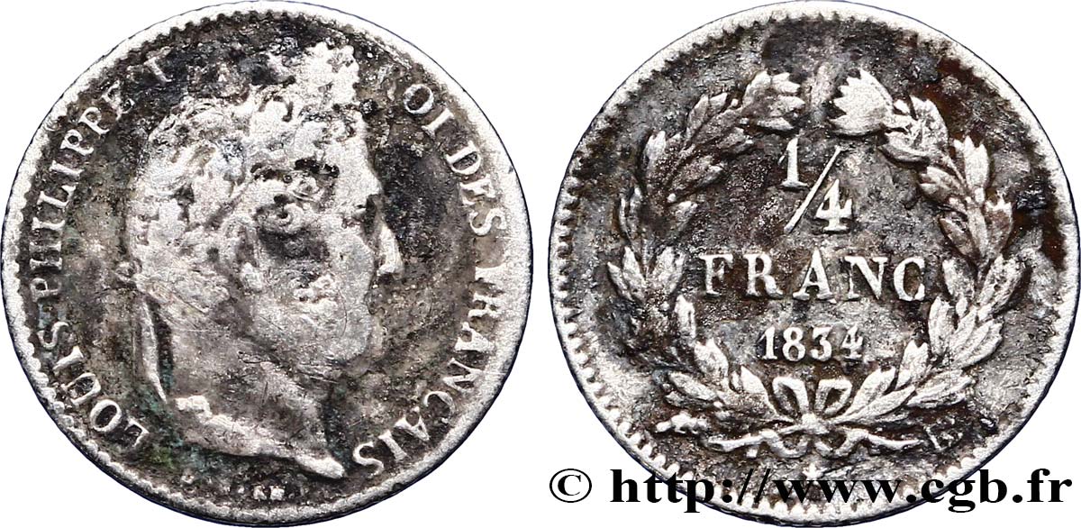 1/4 franc Louis-Philippe 1834 Strasbourg F.166/39 B12 