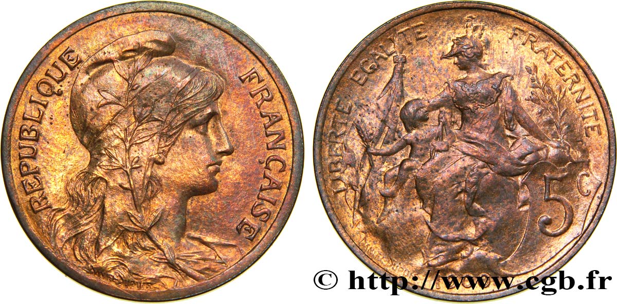 5 centimes Daniel-Dupuis 1900  F.119/9 EBC58 