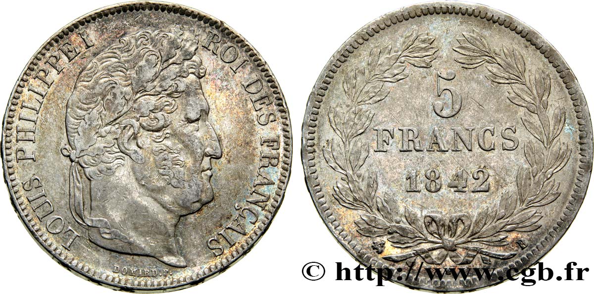 5 francs IIe type Domard 1842 Rouen F.324/96 MBC48 
