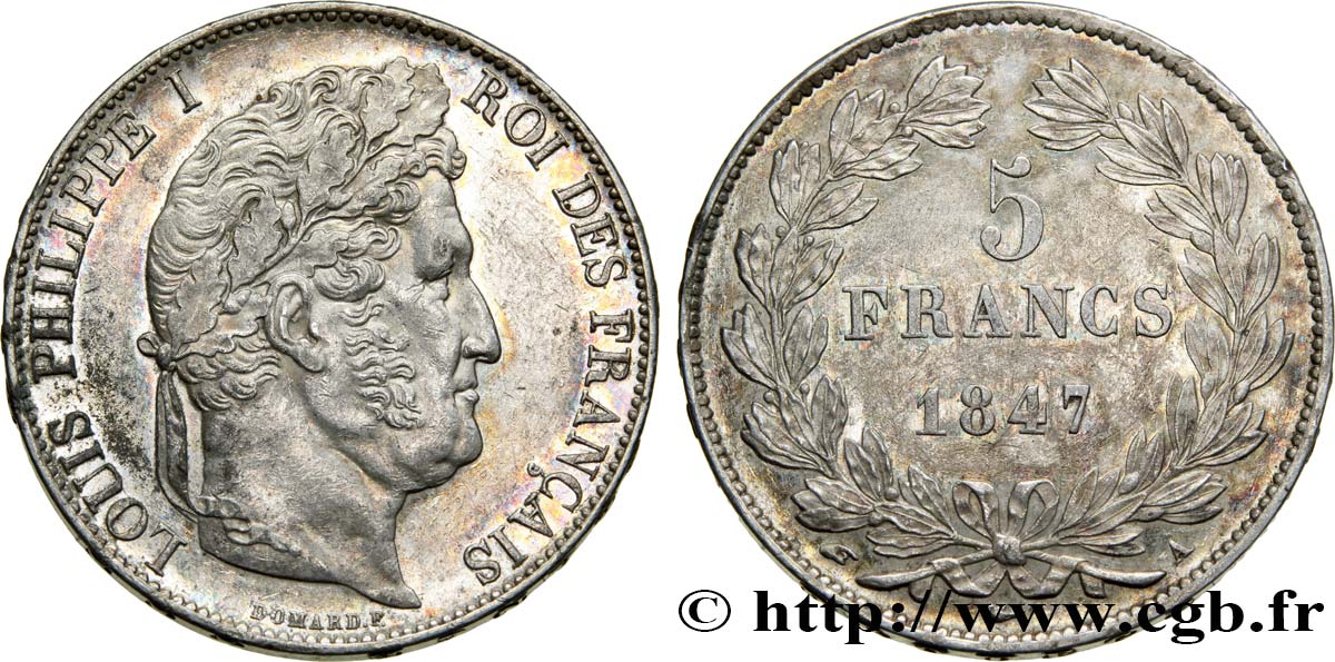 5 francs IIIe type Domard 1847 Paris F.325/14 TTB53 