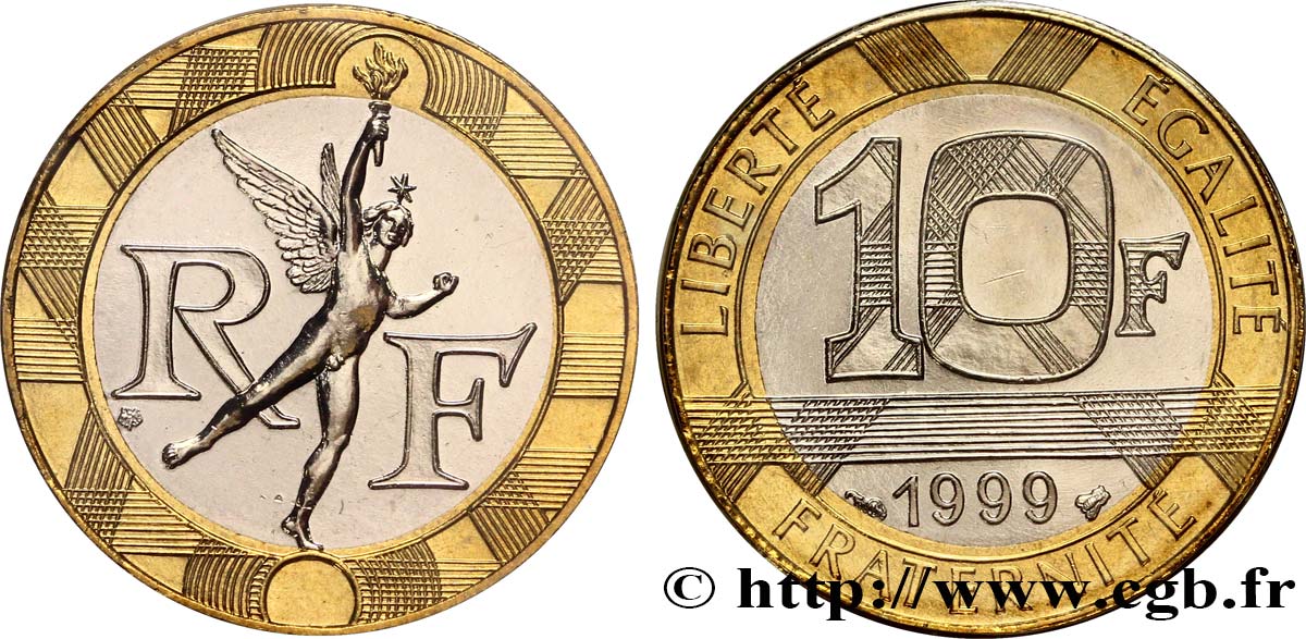 10 francs Génie de la Bastille, BU (Brillant Universel)  1999 Pessac F.375/16 ST70 