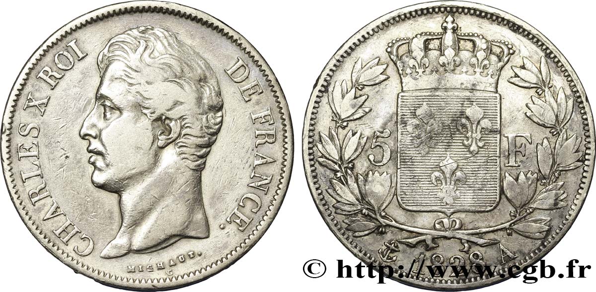 5 francs Charles X, 2e type 1828 Paris F.311/14 BC 