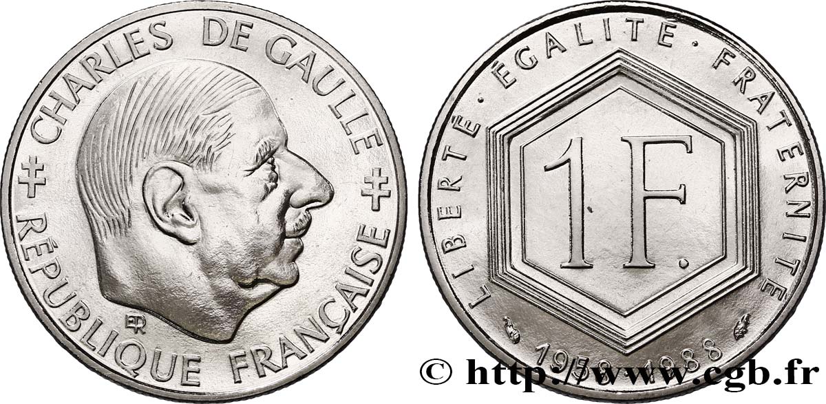 1 franc De Gaulle 1988  F.227/2 MS68 