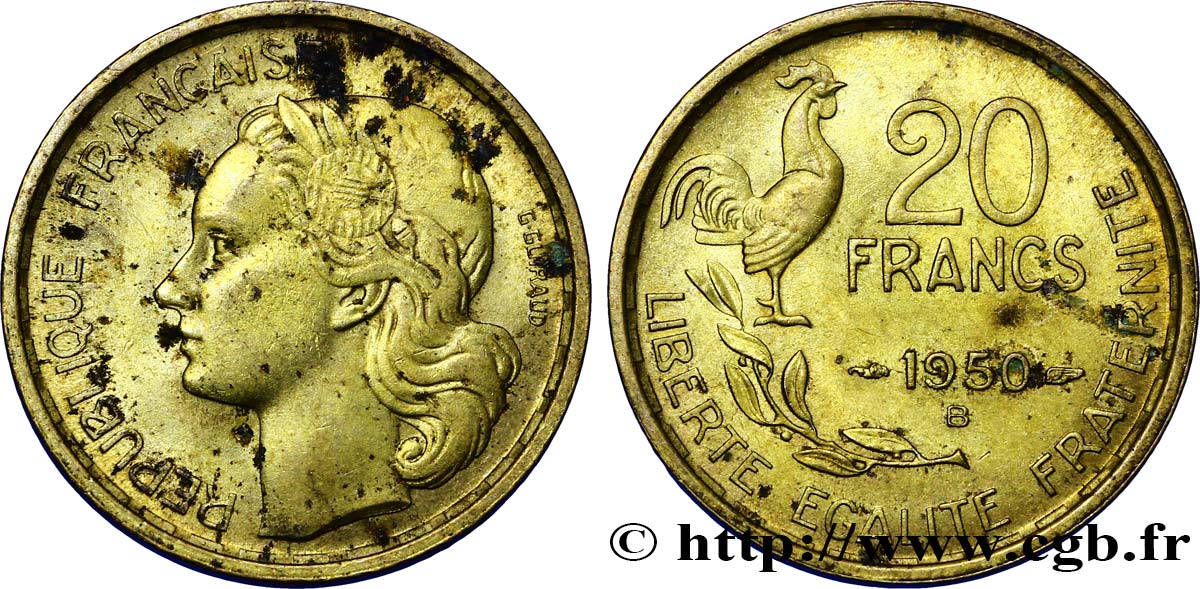 20 francs G. Guiraud 1950 Beaumont-Le-Roger F.402/4 SPL55 