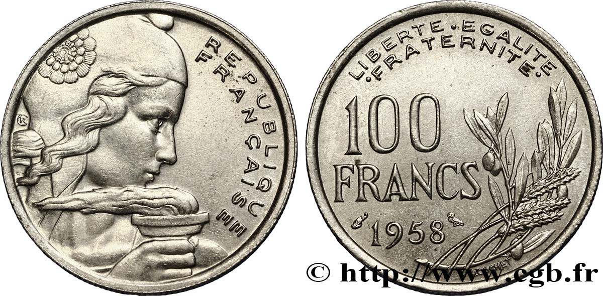 100 francs Cochet, chouette 1958  F.450/13 BB52 