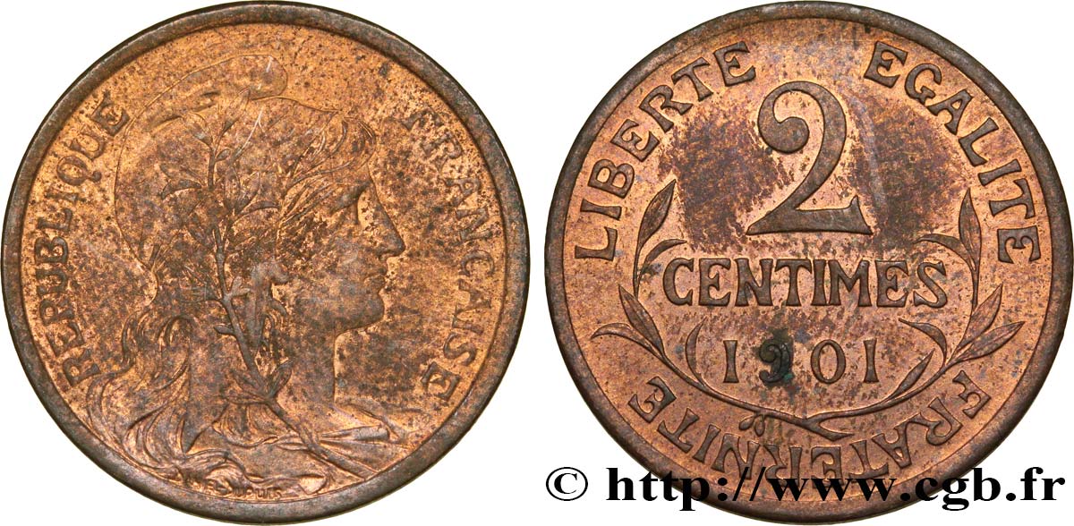 2 centimes Daniel-Dupuis 1901 Paris F.110/6 EBC57 