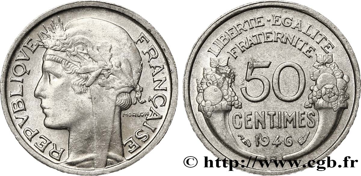 50 centimes Morlon, légère 1946 Beaumont-le-Roger F.194/9 EBC58 