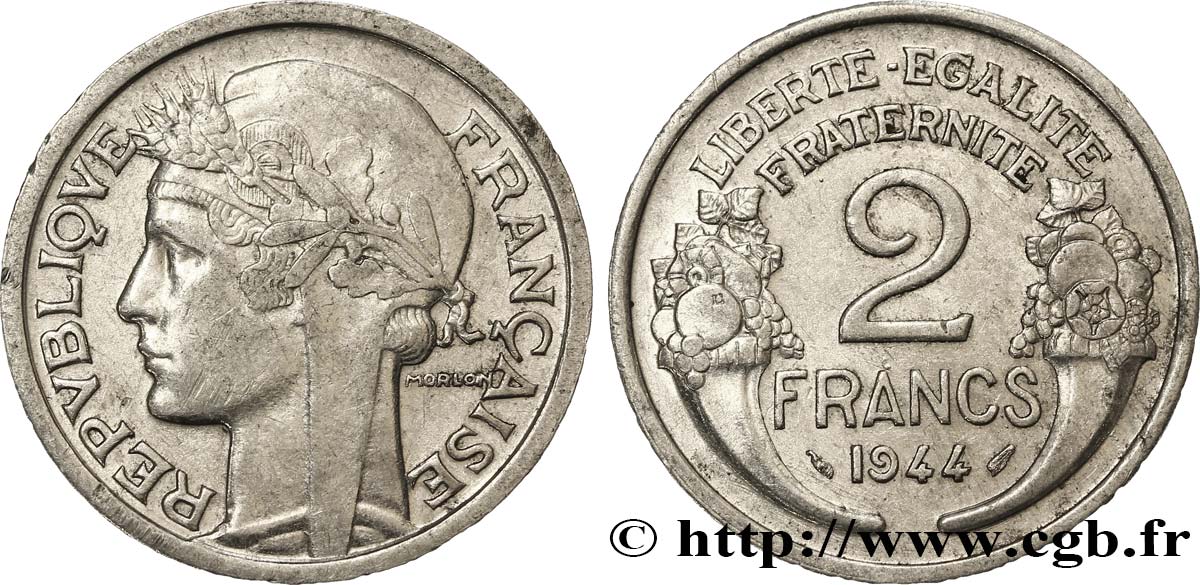 2 francs Morlon, aluminium 1944  F.269/4 MBC50 