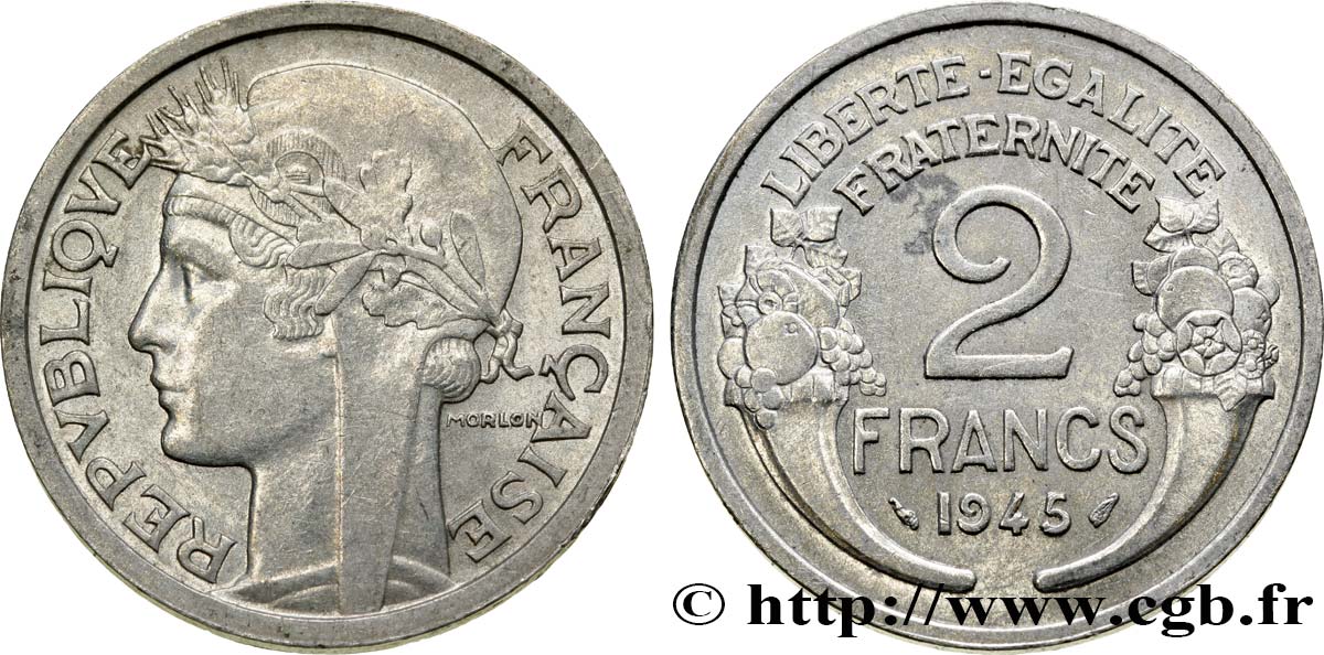 2 francs Morlon, aluminium 1945  F.269/5 BB50 
