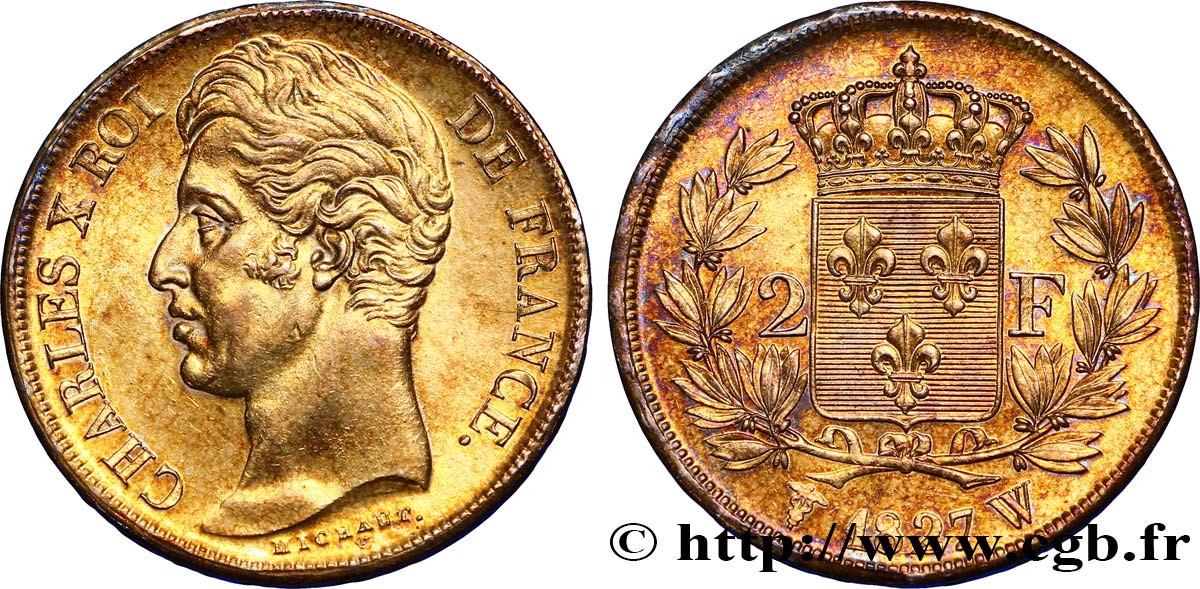 2 francs Charles X 1827 Lille F.258/35 EBC60 