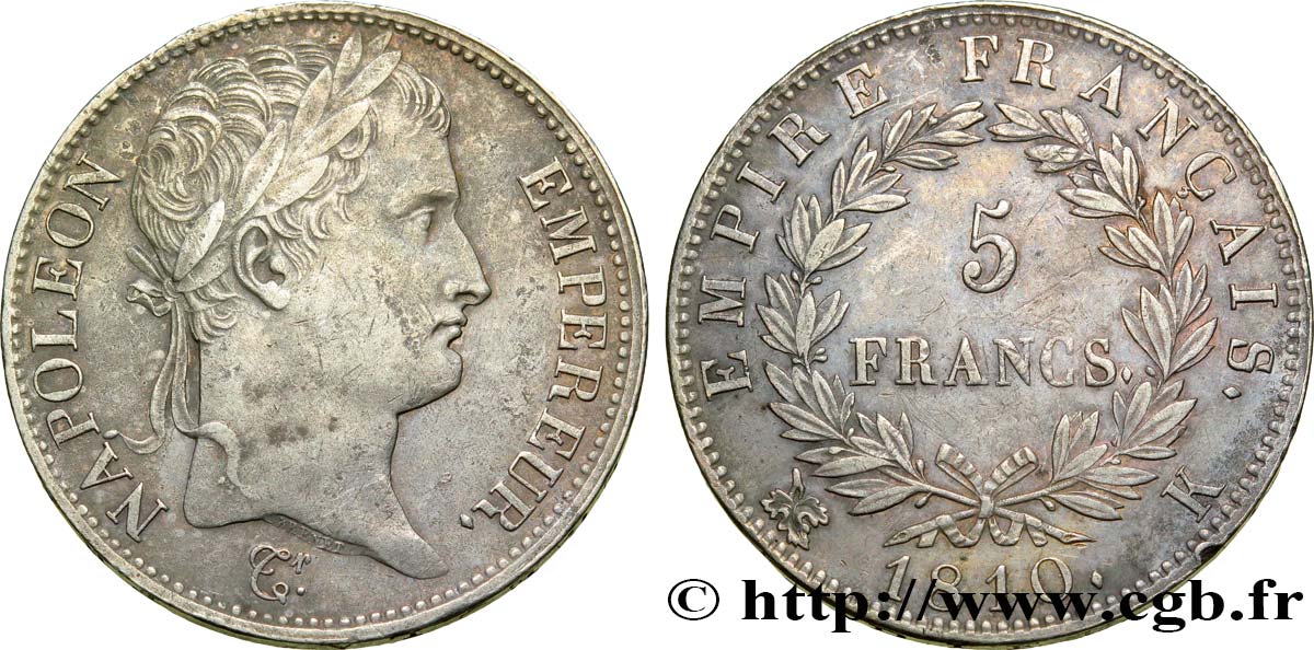 5 francs Napoléon Empereur, Empire français 1810 Bordeaux F.307/19 MBC48 