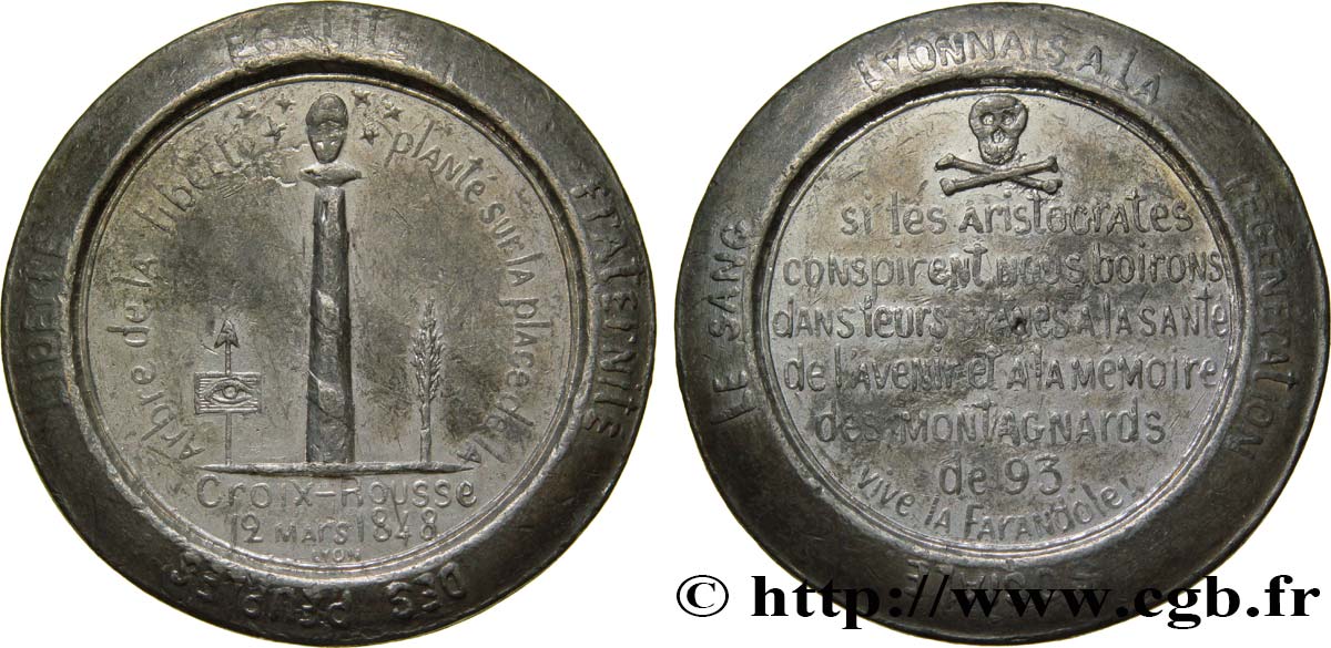 Médaille SN 48, Révolte des canuts lyonnais 1848  COLLIGNON 16  VF30 